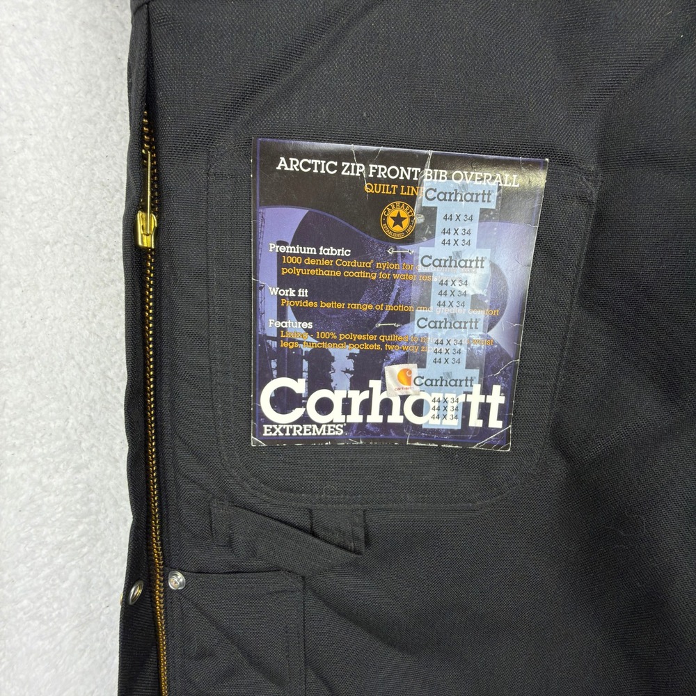 Carhartt Yukon Zip-To-Waist Bibs Overalls Mens 44x34 R33 BLK Black NWT NOS